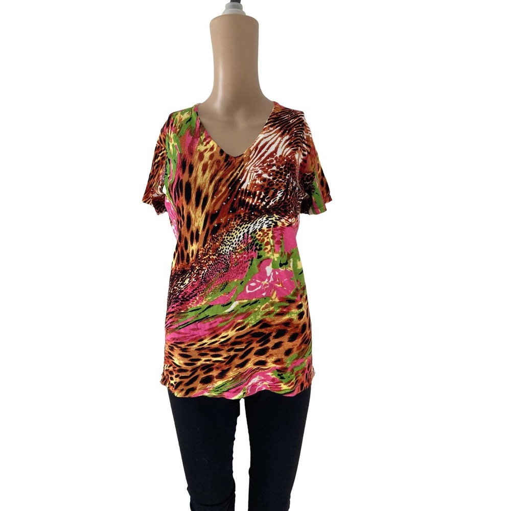 Quacker Factory Leopard And Pink Print Size Xxs T… - image 1